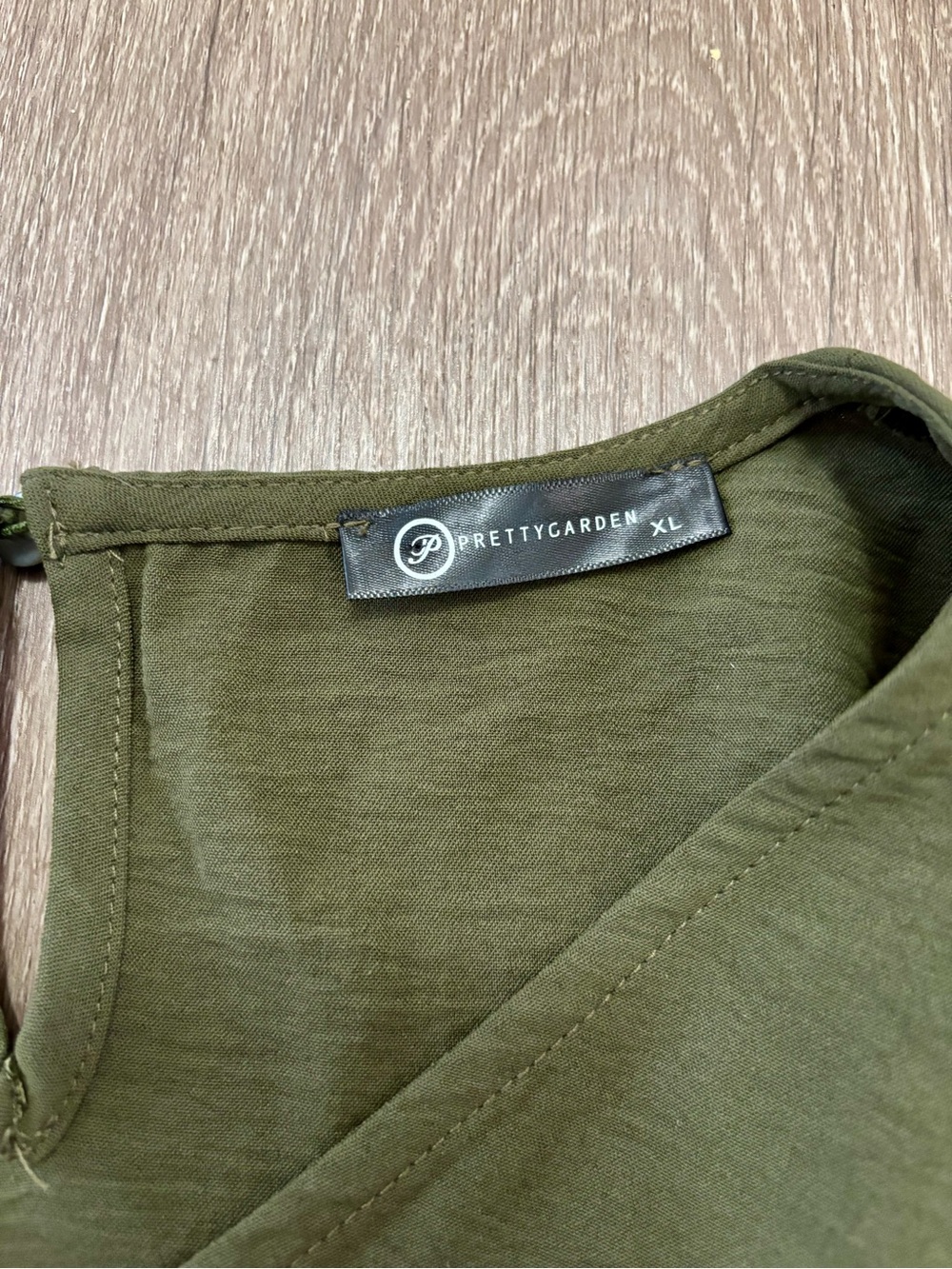 Olive Wrap Front Jumpsuit with Self-Tie Waist - Picture 5 of 5